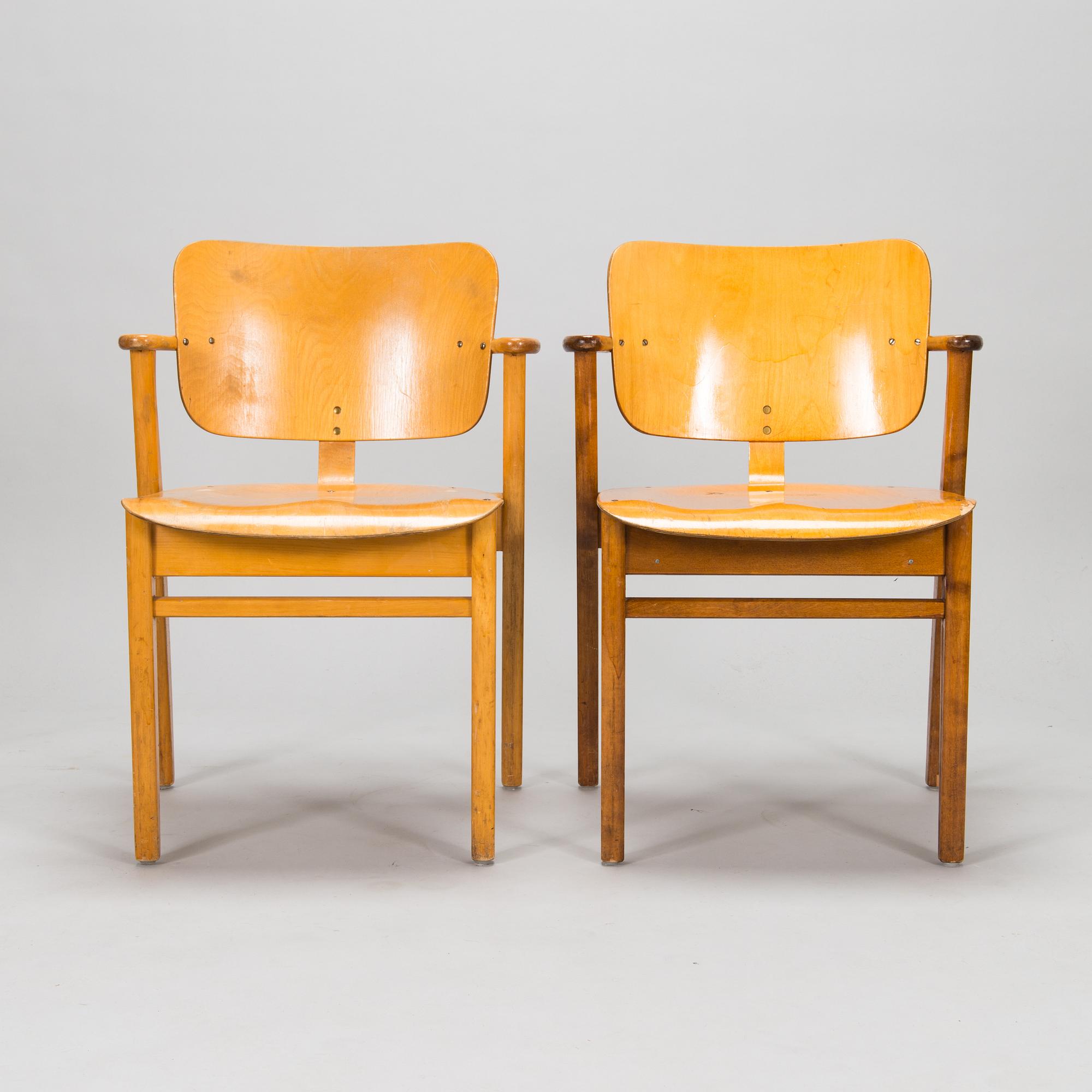 Ilmari Tapiovaara, four late 1940's 'Domus' chairs for Keravan Puutoellisuus, Finland.