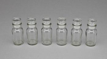 APOTEKSBURKAR, 5 st, glas, bla Belgien, 1900-talets första hälft/mitt.