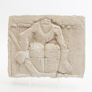 Arne Jones, relief, "Ice Hockey Player" plaster.