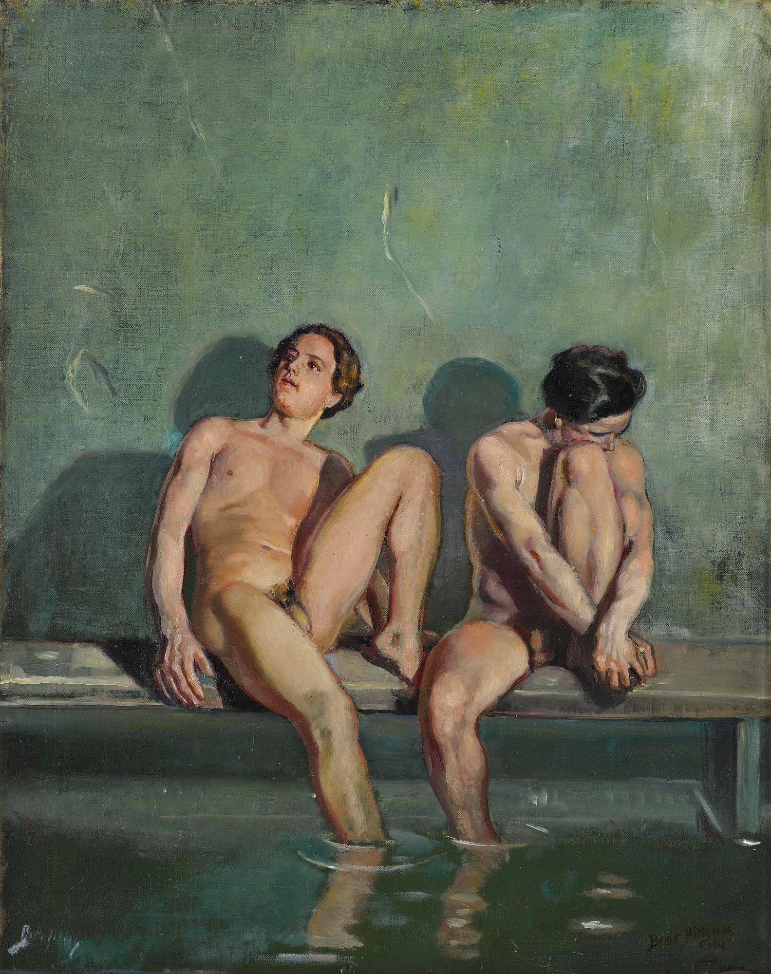 Bror Hillgren, Two youths in a bathhouse.