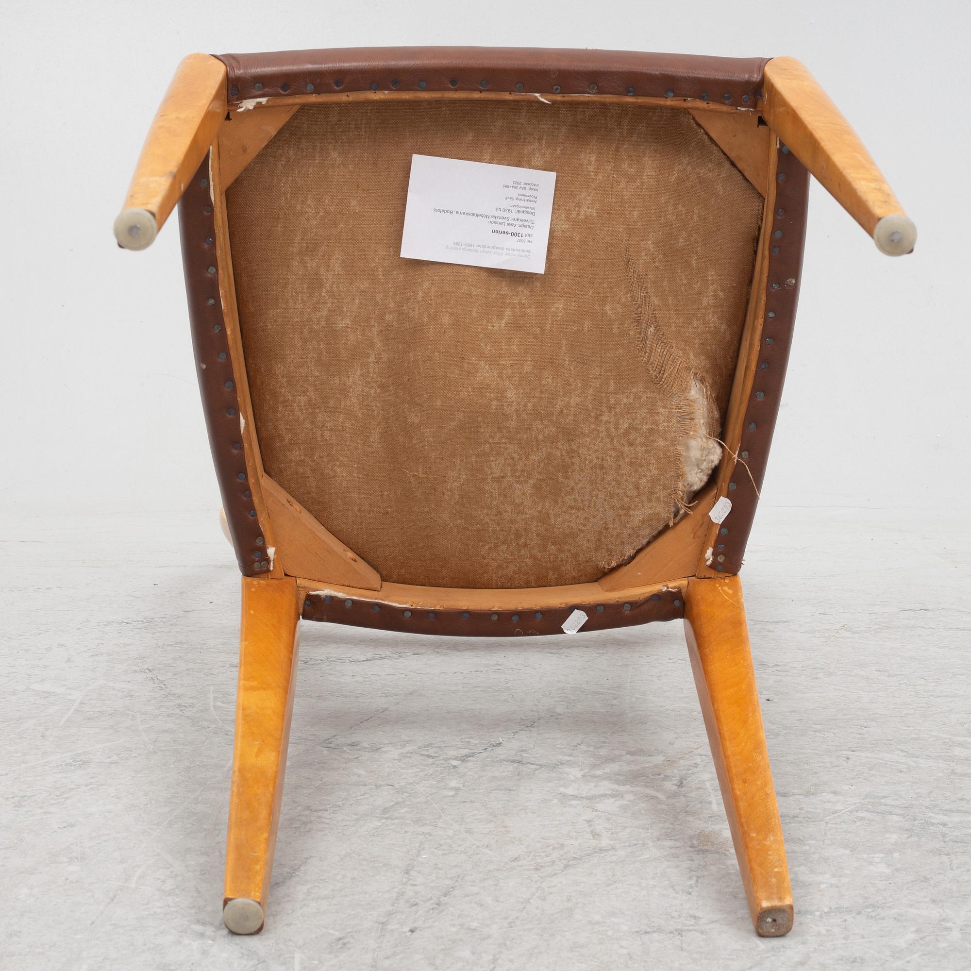 Axel Larsson, four chairs, 'Serie 1300', SMF, Bodafors, 1930s.