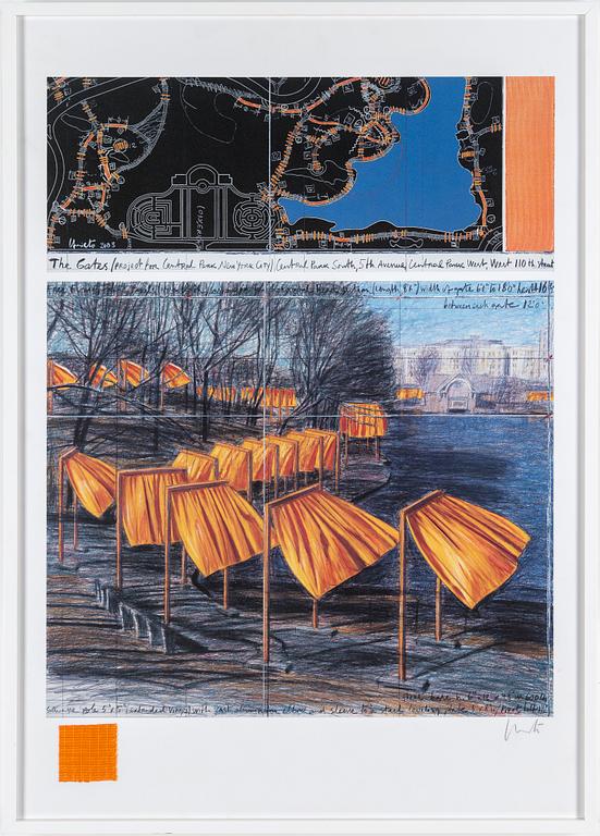 CHRISTO & JEANNE-CLAUDE, offset print with fabric application, signed Christo.