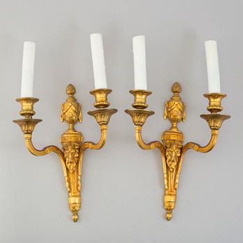 APPLIQUER, ett par, brons, empirestil, 1900-tal.