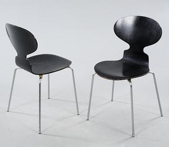 Four chairs, model Myran, designed by Arne Jacobsen for Fritz Hansen, made 1969.
