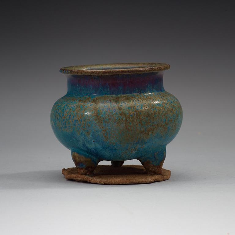 A Chün glazed tripod censer, Song dynasty (960-1279).