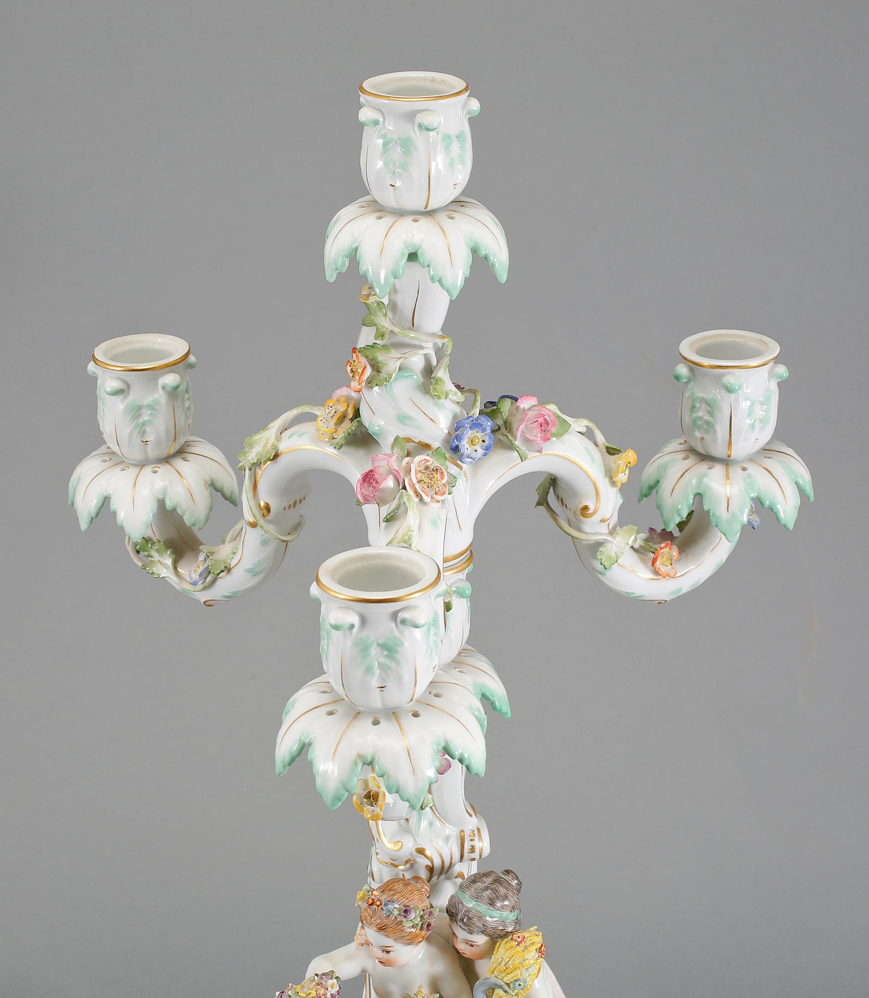 KANDELABER, porslin, Meissen, 1900-tal.