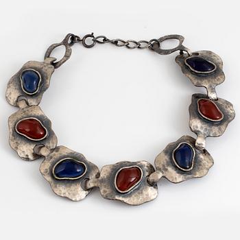 Guy Laroche necklace and bracelet, silver and paste, with box.