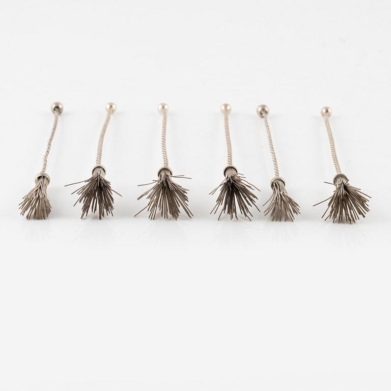 Champagnevispar 6 st, silver, 1900-tal, svenska importstämplar.