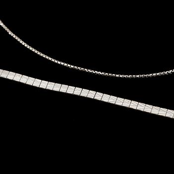 ARMLÄNK SAMT HALSKEDJA, vitguld 18K, bla Balestra. Tot ca 14 gram.