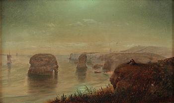 OKÄND KONSTNÄR, olja på duk, sign Robbing ? o dat 1874.