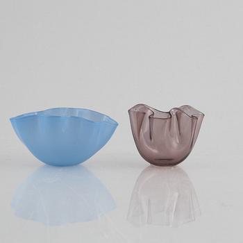 Skålar, 4 st, glas, bl.a. Sven Palmqvist, Orrefors och Venini, Murano, Italien.