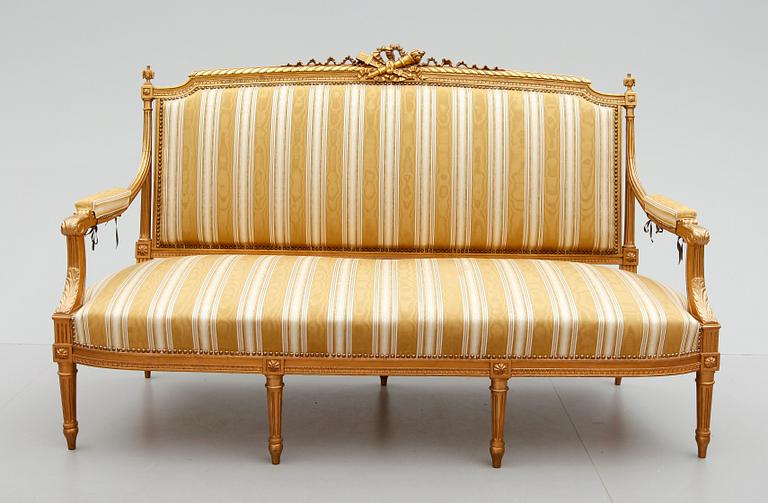 SALONGSGRUPP, 6 delar, Louis Seizestil, 1800-/1900-tal.