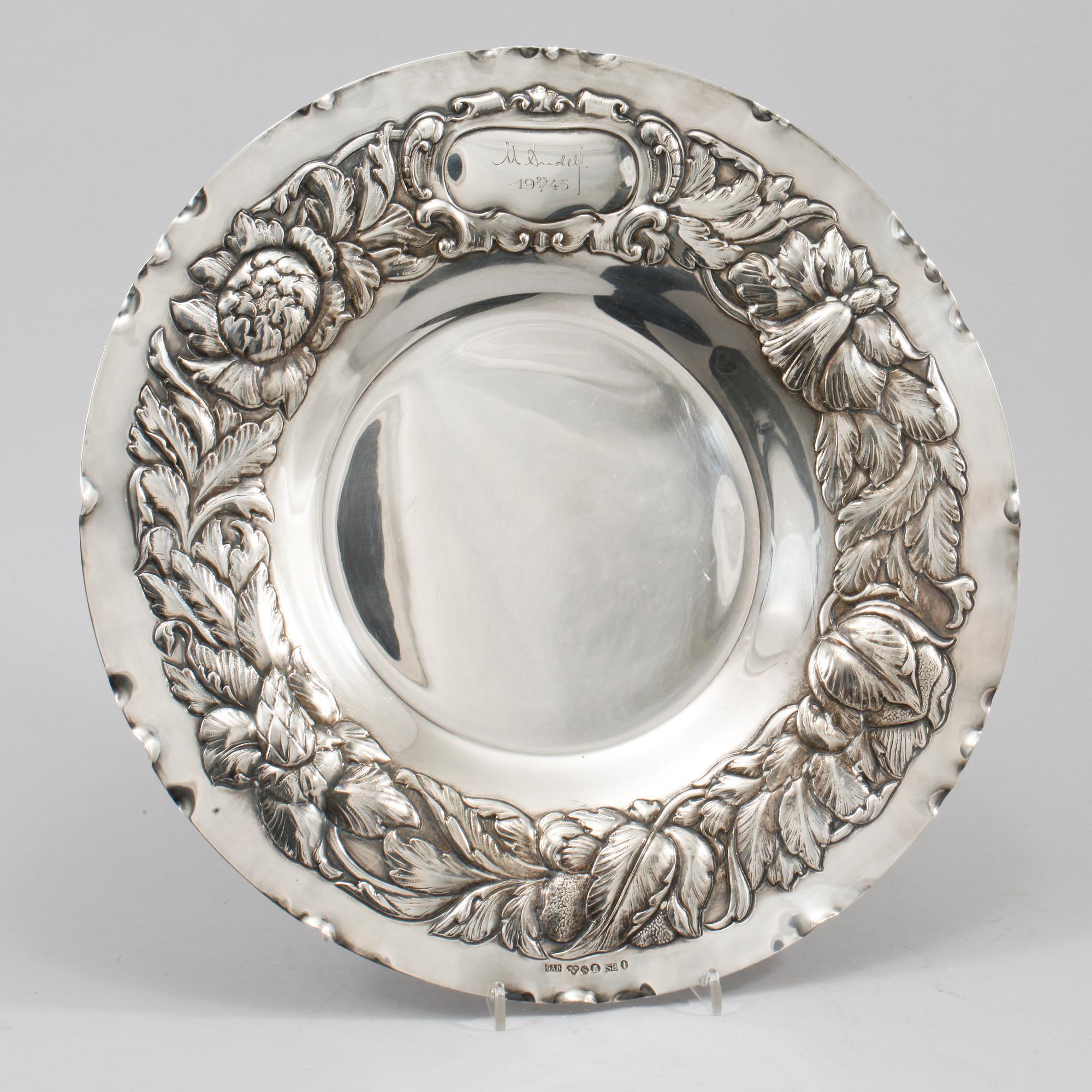 FAT, silver, barockstil, GAB, Stockholm, 1944, vikt 600 gram.