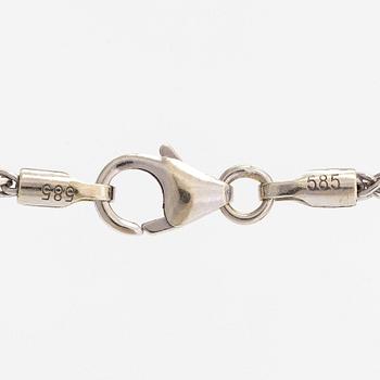 Necklace/pendant, cross, 14K white gold with diamonds totalling approx. 0.25 ct. Finnish hallmarks.