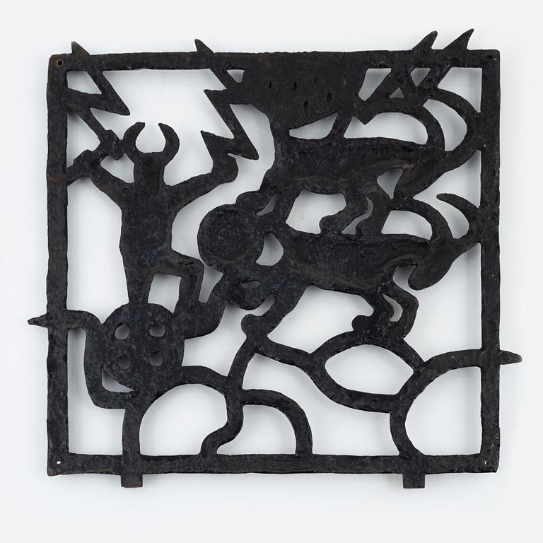 Olle Hermansson, a cast iron fire screen, Husqvarna.