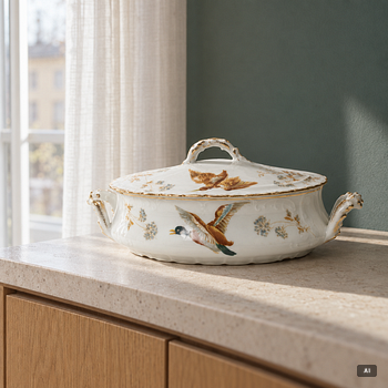 A 15 piece ‘birds’ porcelain dinner service, around 1900.