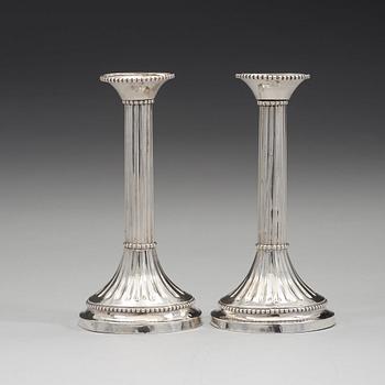 A pair of Swedish 18th century silver candlesticks, mark of Anders Brandt, Norrköping 1784.