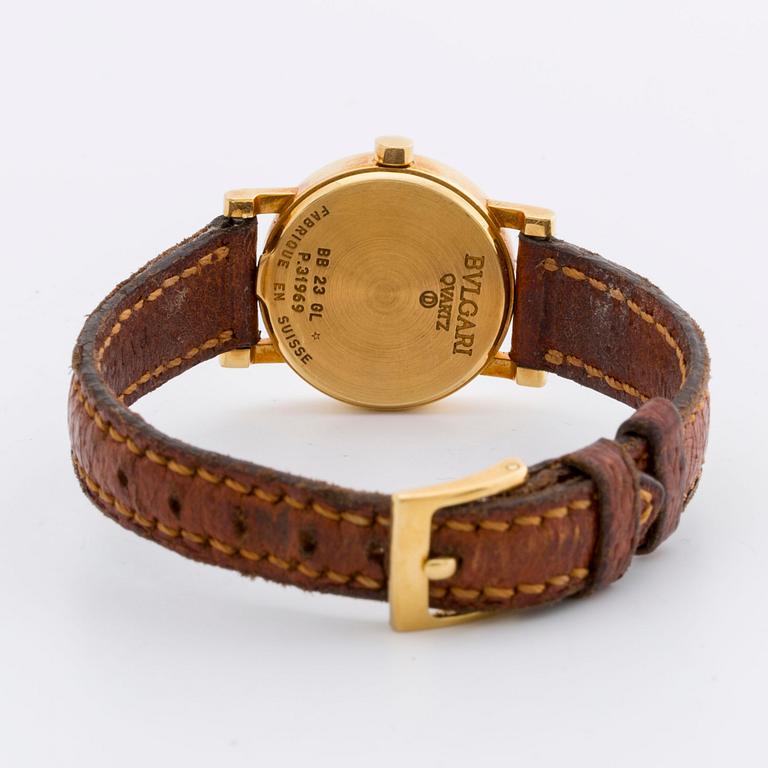 BVLGARI, wristwatch, 18K gold, 23 mm, Ref nr BB 23 GL, black dial, quartz.