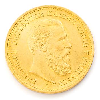 Guldmynt, Tyskland, Friedrich III, 20 Mark, 1888.