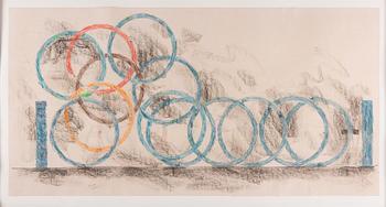 Carl Fredrik Reuterswärd, chalk/mixed media, signed and dated 1995.