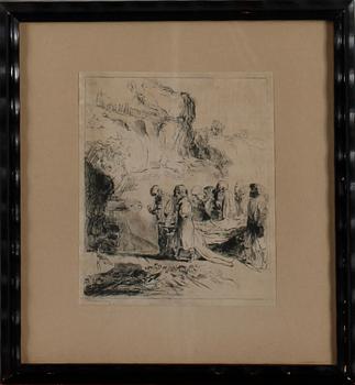 REMBRANDT HARMENSZ VAN RIJN, kopior efter, etsningar, 8 st. 1800-tal.