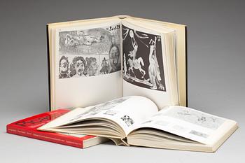 BÖCKER, 3 vol. Picasso, band I-II samt IV. 1904-1967, 1966-1969 och 1970-1972. av Georges Bloch, Switzerland, 1971.