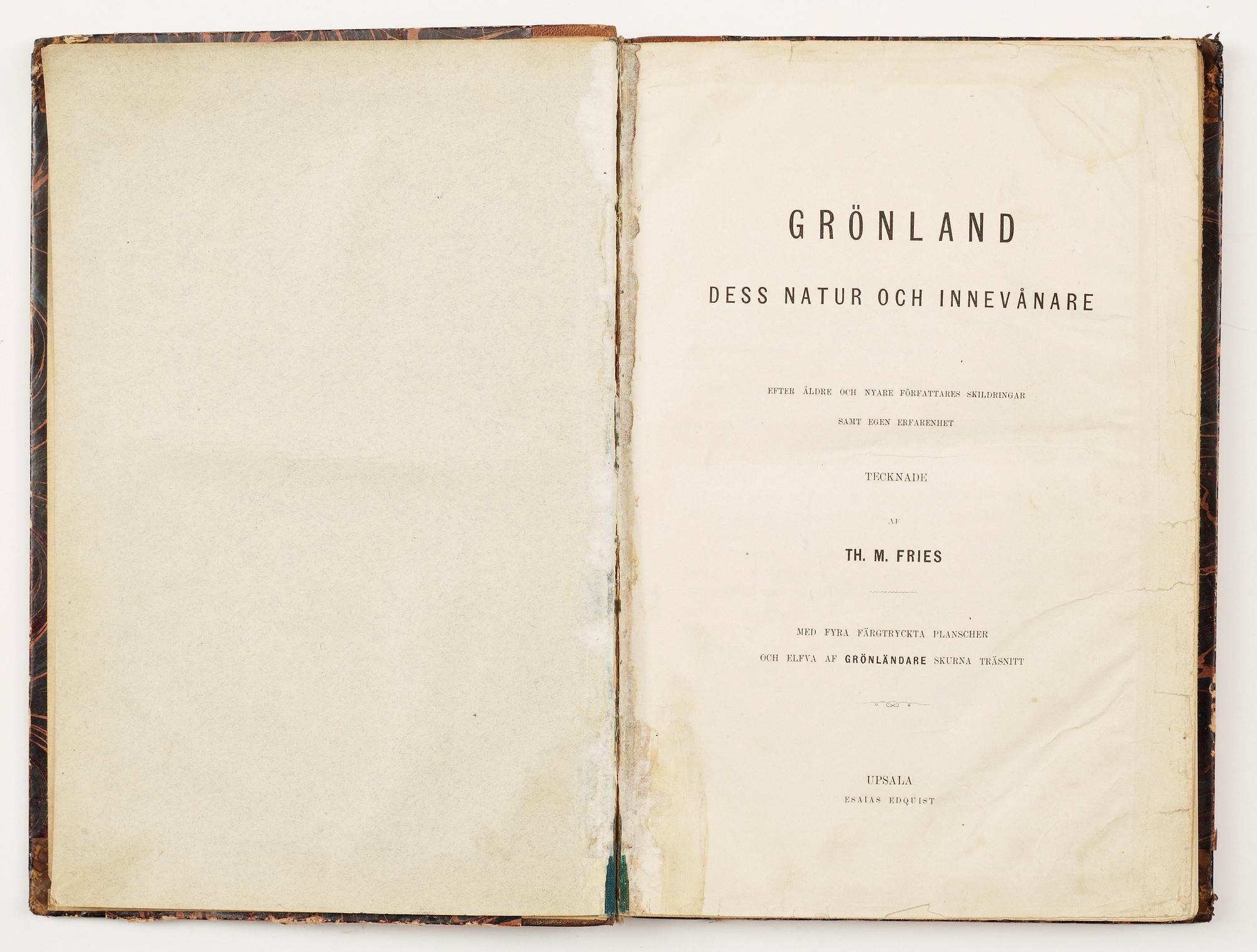 BÖCKER OM GRÖNLAND, 2 vol, bla "Historia om Grönland deruti Landet och dess Inbyggare..." del 1, av David Crantz, Stockholm 1769.