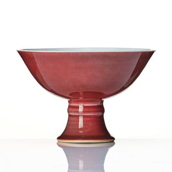 A copper red glazed stem bowl/cup, Qingdynasty, Yongzheng six character mark (1723-35).