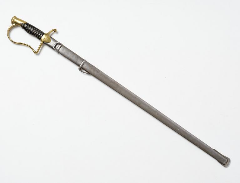 A Swedish artillery sword, 1889 pattern, with scabbard.