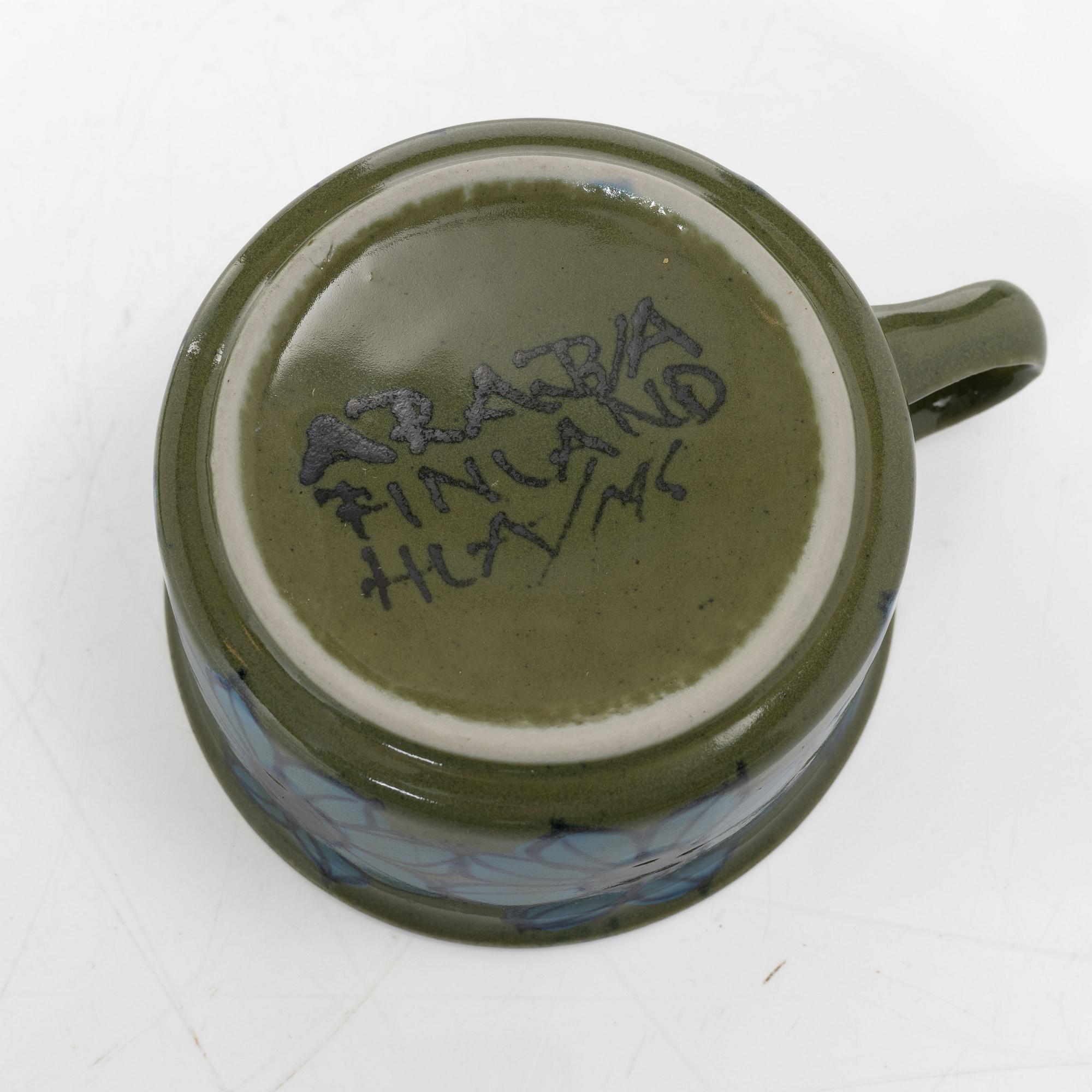 Hilkka-Liisa Ahola, tekoppar med fat, 4 st, Arabia, Finland.