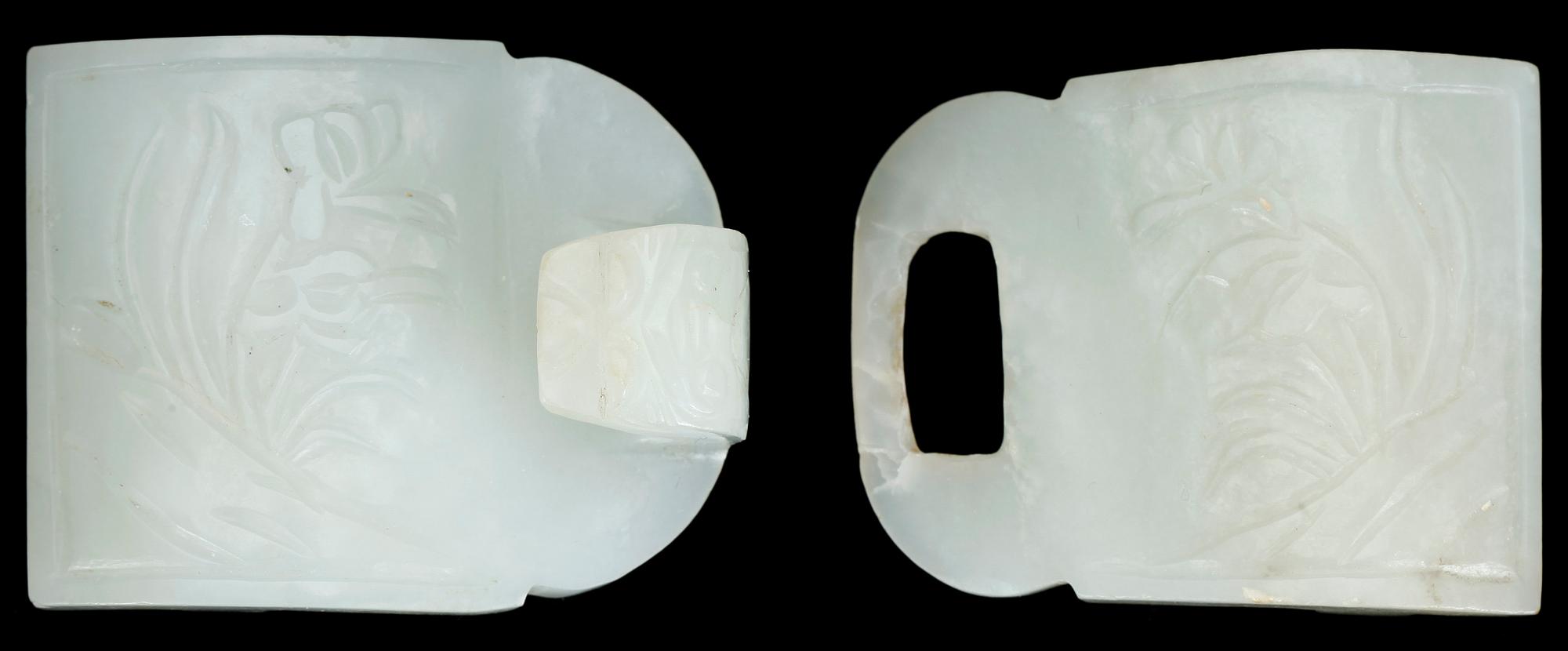 BÄLTESSPÄNNE, nefrit. Kina.