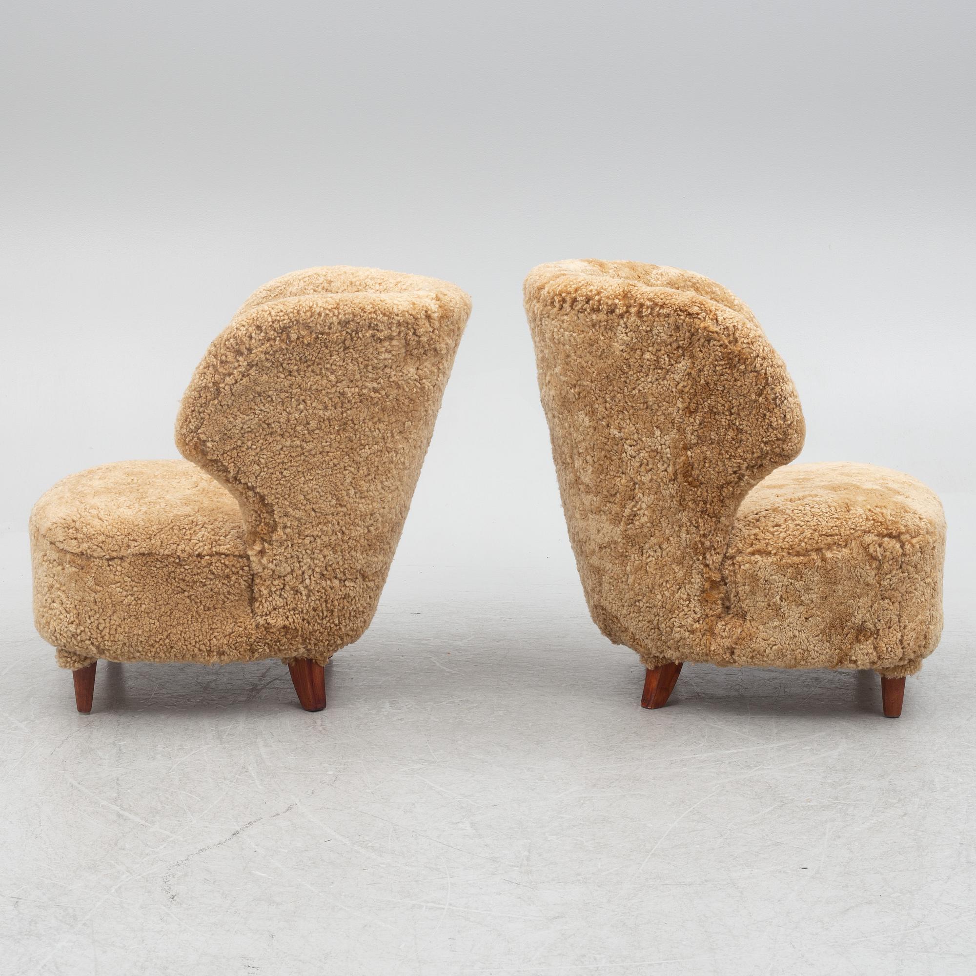 Armchairs, a pair, Swedish modern, mid-20th century.