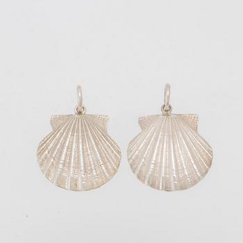 A pair of silver Pilgrim Shell pendants by Berit Johansson, W&A Sävsjö Goldsmith.