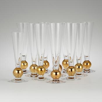 CHAMPAGNESTRUTAR, 10 st, glas, Nobelservisen, Gunnar Cyrén, Orrefors.