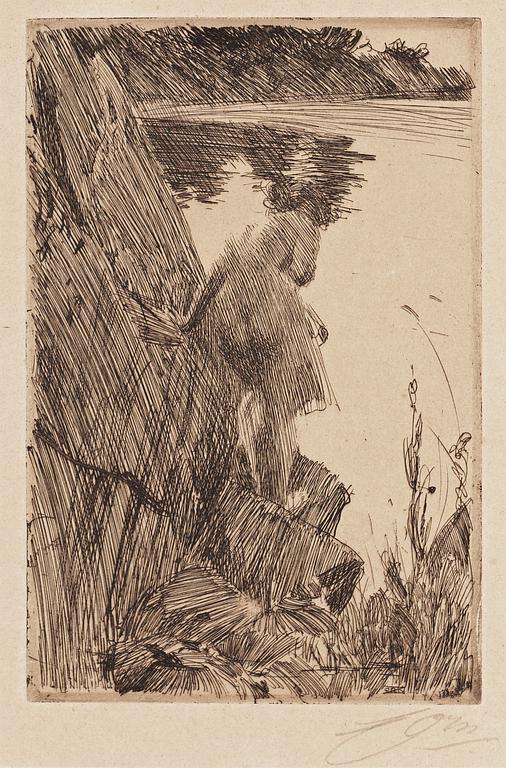 Anders Zorn, ANDERZ ZORN, etching (II state of II), 1896, signed in pencil.