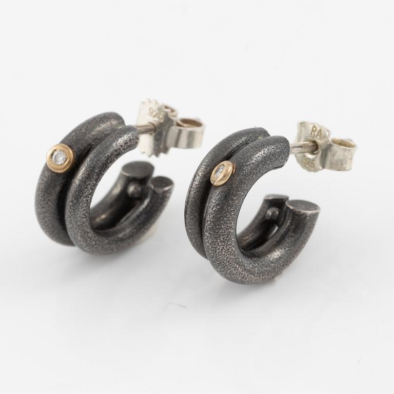 Bracelet, necklace, a pair of earrings, and a ring, Pia Rauff, silver with small diamonds.