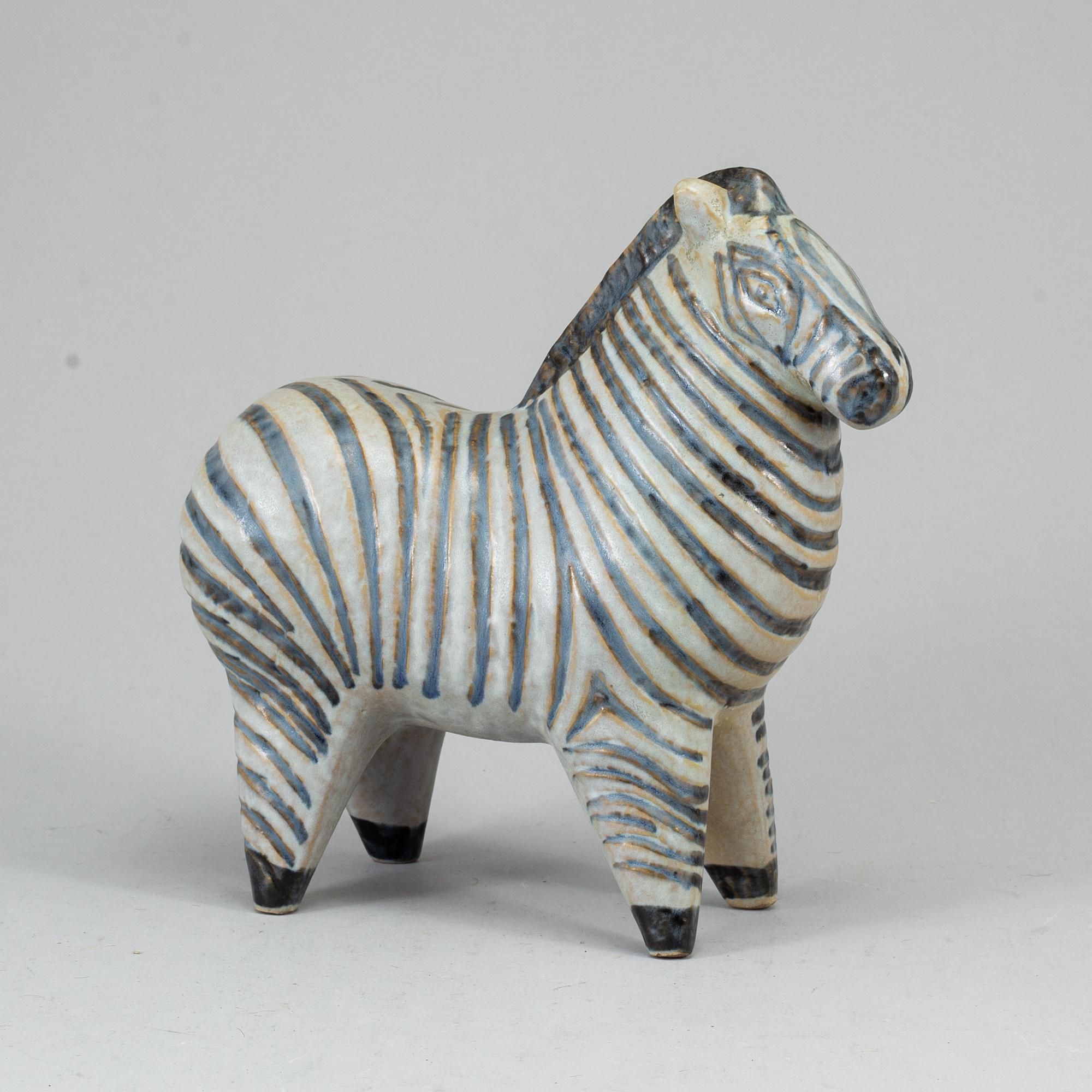 A Lisa Larson stoneware figure of a zebra, Gustavsberg.