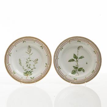A set of five Royal Copenhagen 'Flora Danica' dinner plates, Denmark, 20th century.
