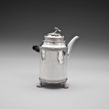 KAFFEKKANNA, silver, gustaviansk, Anders Fredrik Weise, Stockholm 1787. Vikt ca 580 gram.