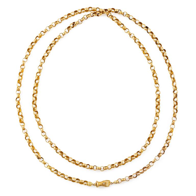 An 18K gold chain.