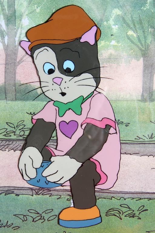 ORIGINALCEL, ur "Pelle Svanslös". Blandteknik, Team Film, sign SL.