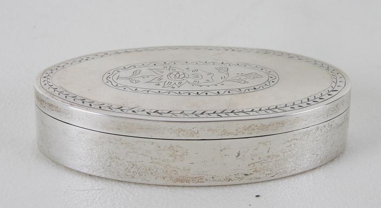 SNUSDOSA, silver, 1855. Gustaf Wilhelm Nordström(1828-1849/1874) Växjö.
