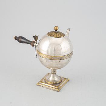 An Empire 19th century silvered brass teapot.