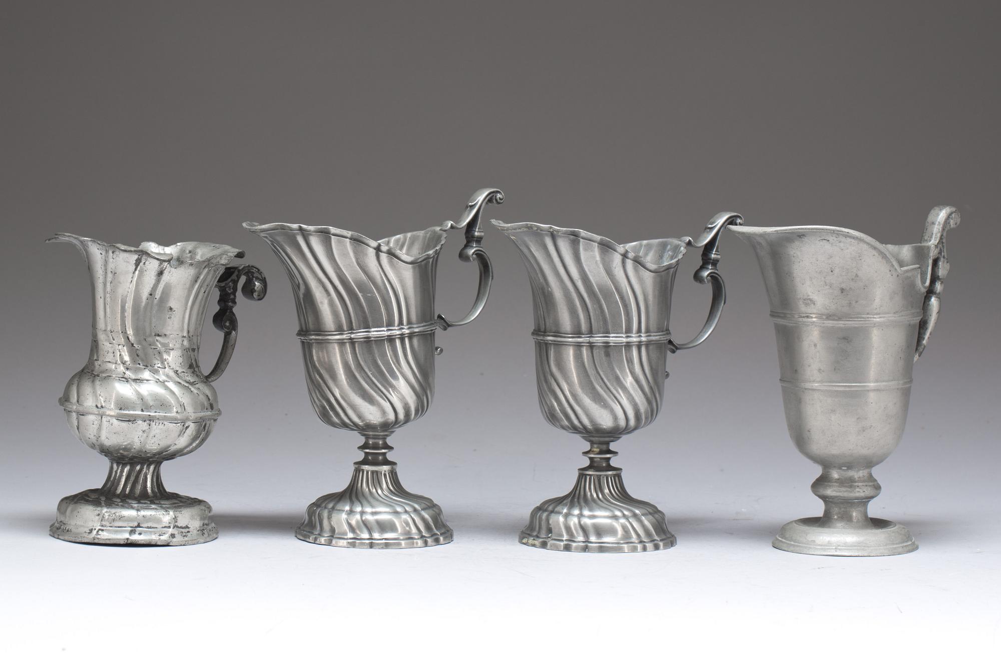 VINKANNOR, tenn, 4 st. 1800-tal.