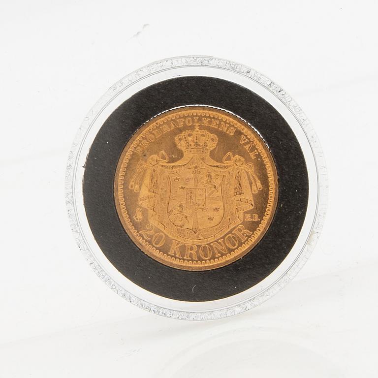 Guldmynt Sverige, Oscar II 20 kr, 1899.