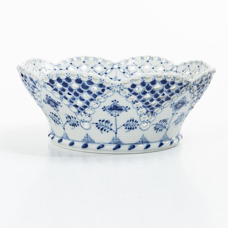 Royal Copenhagen, A "Musselmalet full lace" (blue fluted full lace) porcelain chestnut bowl, model 1061, 1969-73.