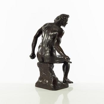 Gudmar Olovson, skulptur. Signerad. Numrerad. Gjutarstämpel. Brons, höjd 30 cm, längd 21,5 cm.