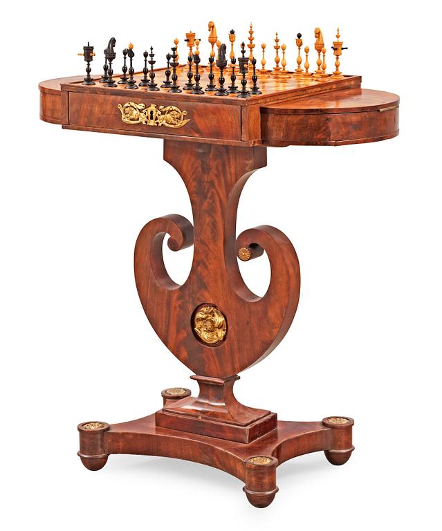 A Swedish Empire mahogny chess table by J Öman, master 1815.