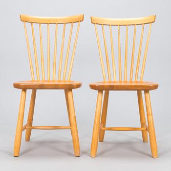 Carl Malmsten, a set of six "Lilla Åland" chairs, Stolab, dated 1990-1992.