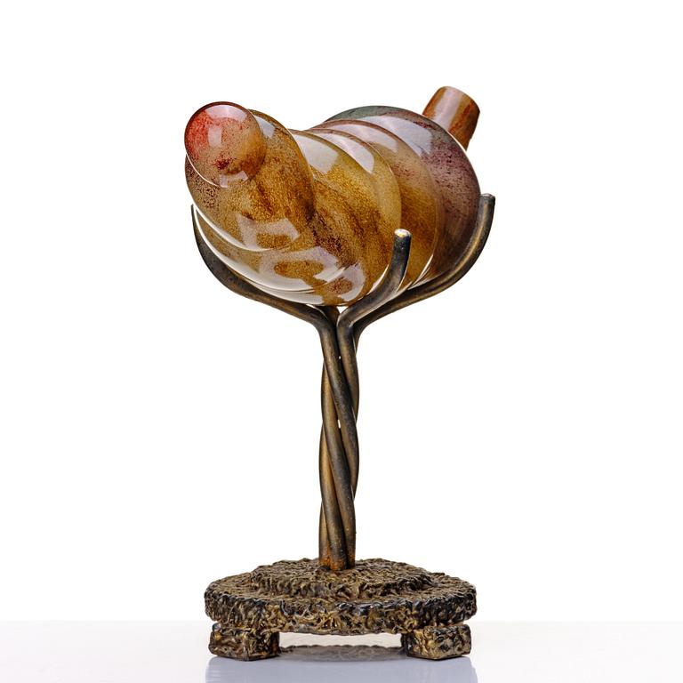 glasskulptur, "Utan titel" på bronsställ, 1998.